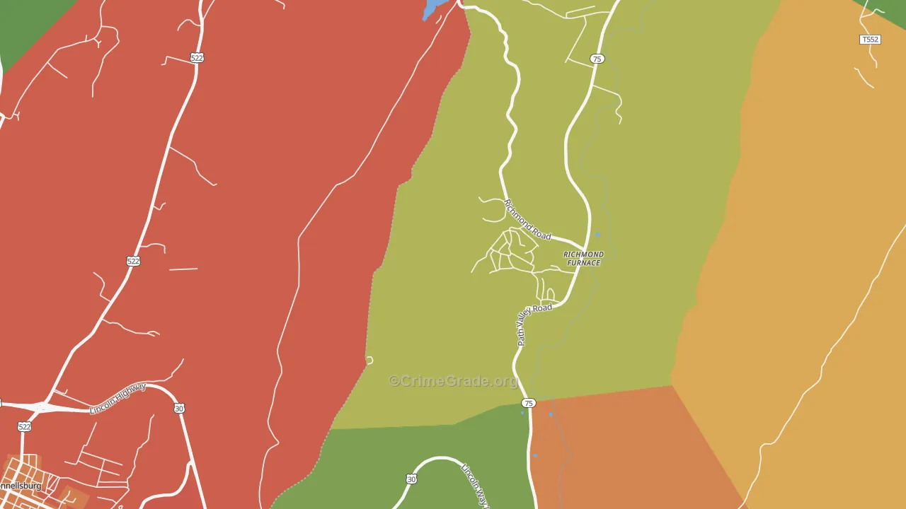 Richmond Furnace, PA Map of Drug-Related Crime Rates