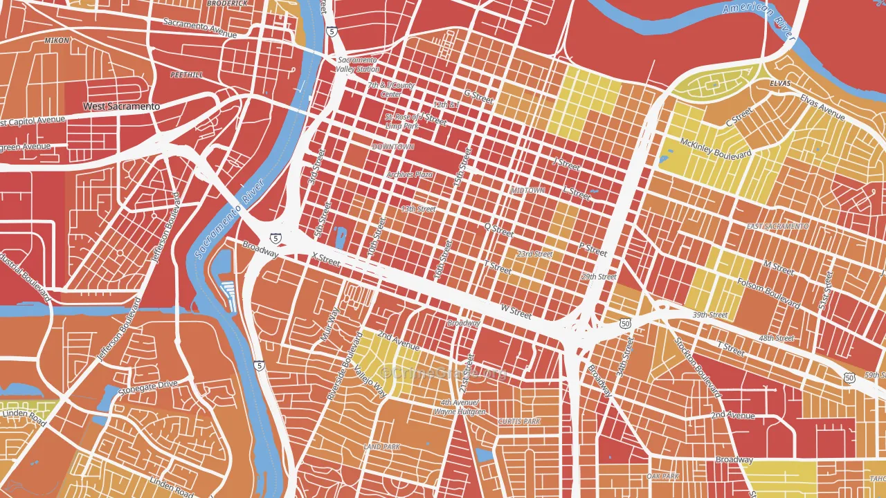 Richmond Grove, Sacramento, CA Map of Drug-Related Crime Rates