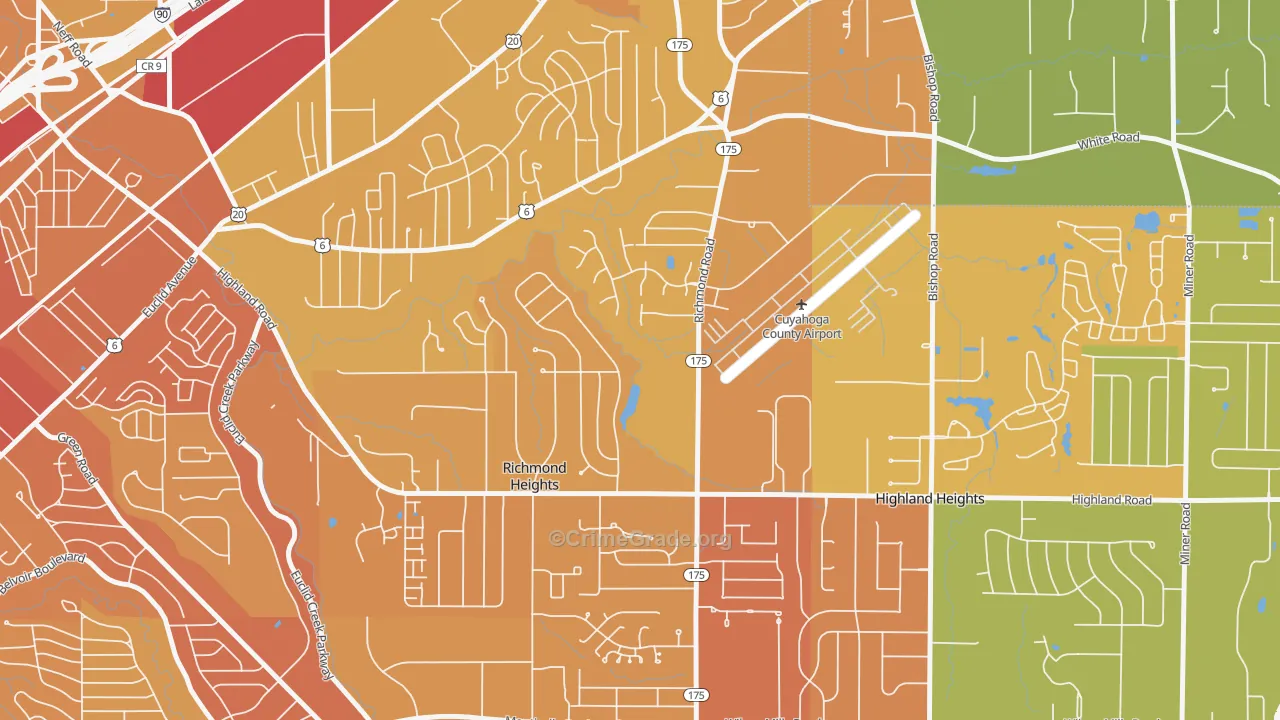 Richmond Heights, OH Map of Drug-Related Crime Rates
