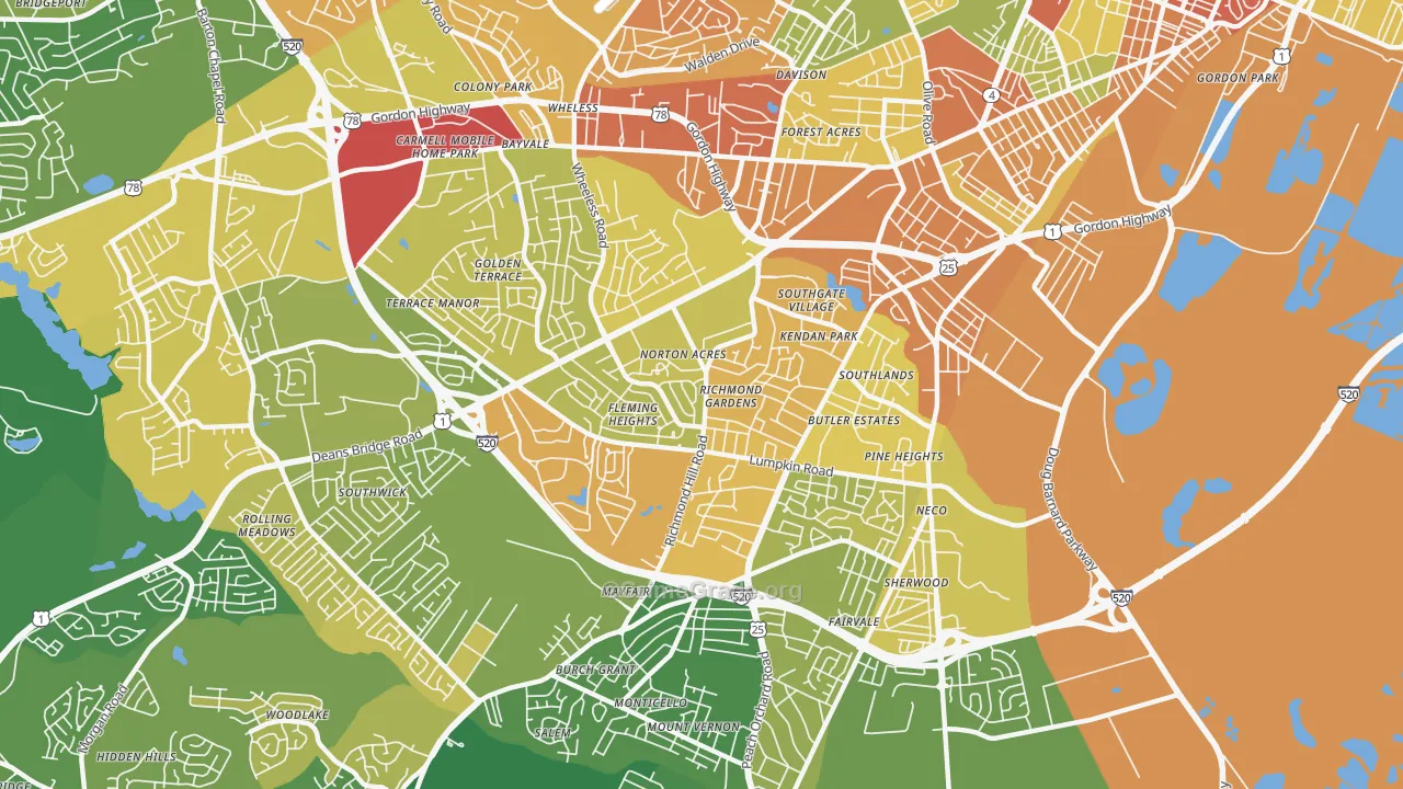 Richmond Hill, Augusta, GA Map of Drug-Related Crime Rates