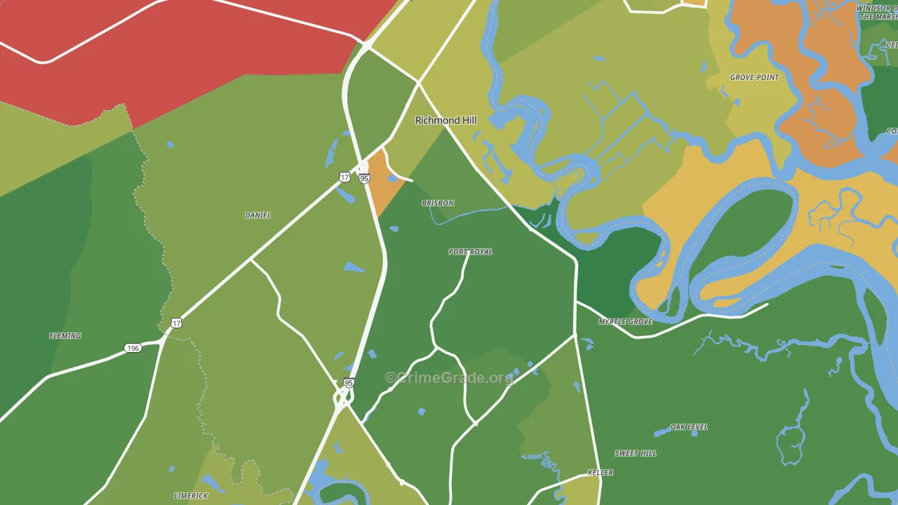 Richmond Hill, GA Map of Drug-Related Crime Rates