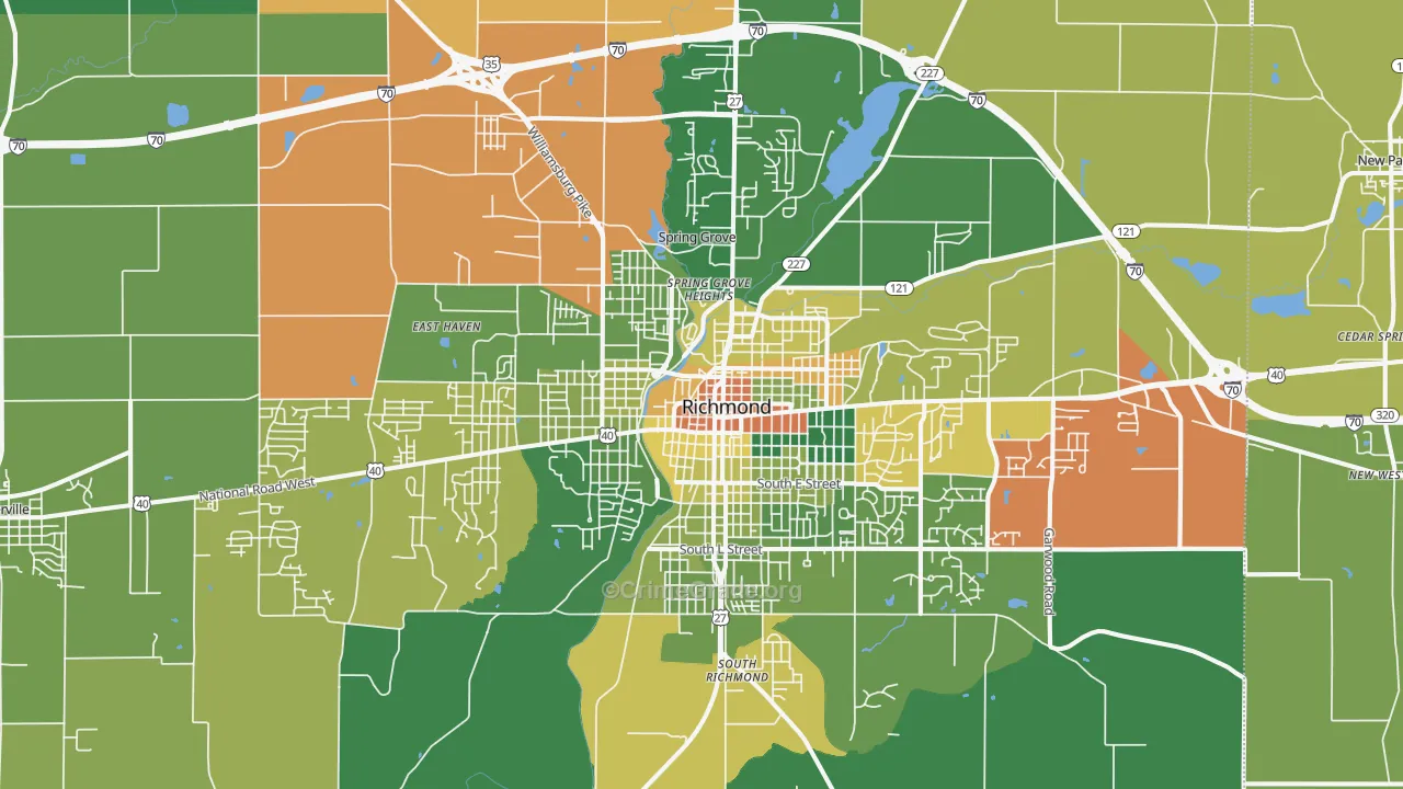 Richmond, IN Map of Drug-Related Crime Rates