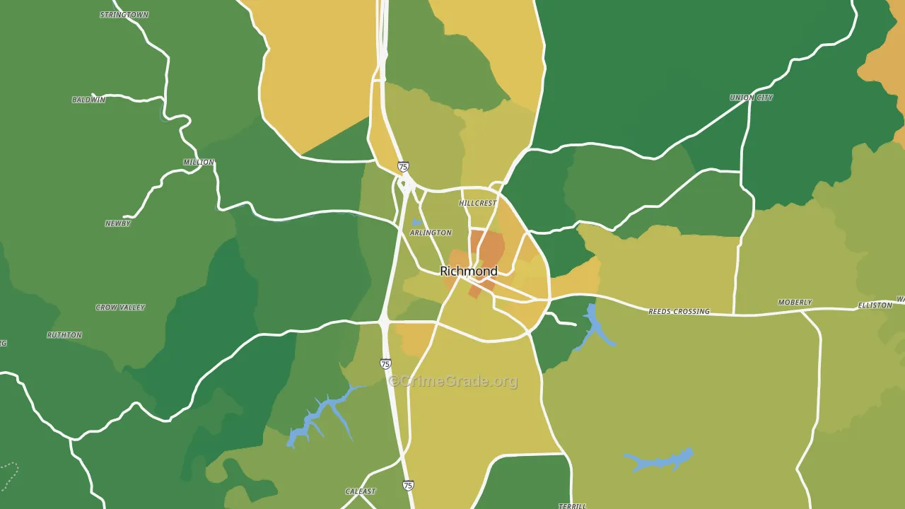 Richmond, KY Map of Drug-Related Crime Rates