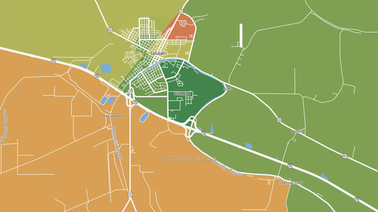 Richmond, LA Map of Drug-Related Crime Rates