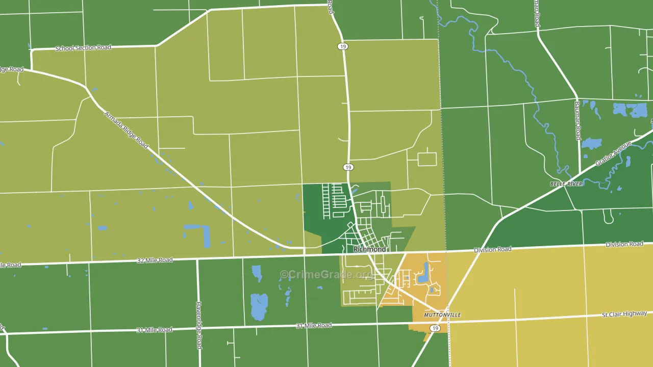 Richmond, MI Map of Drug-Related Crime Rates