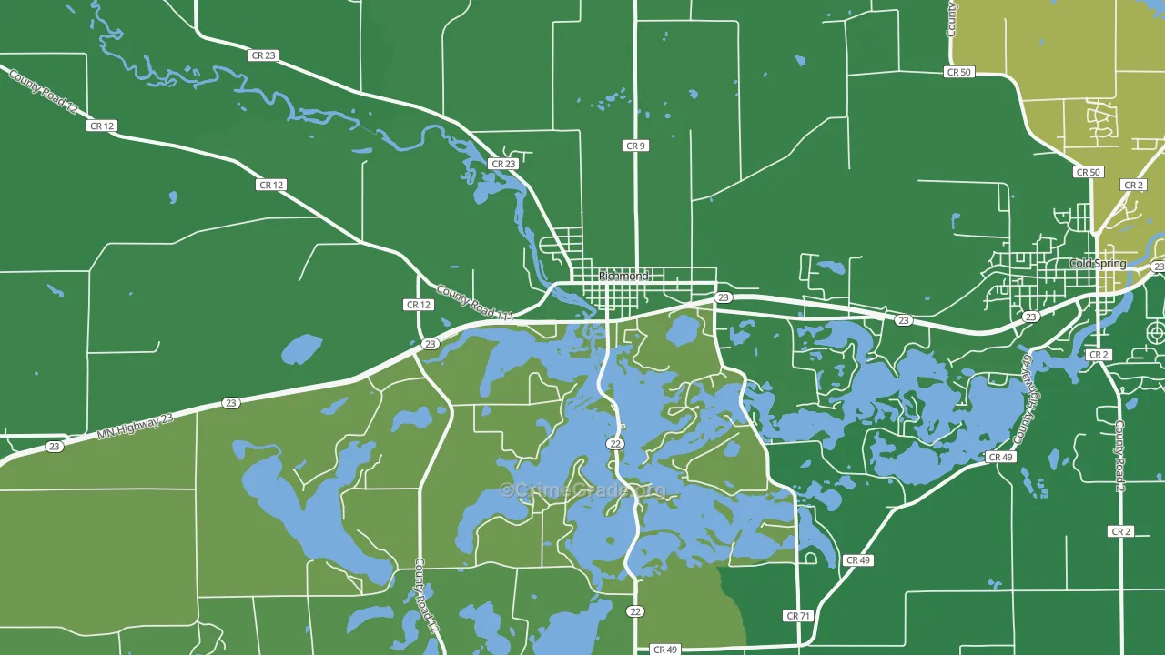 Richmond, MN Map of Drug-Related Crime Rates