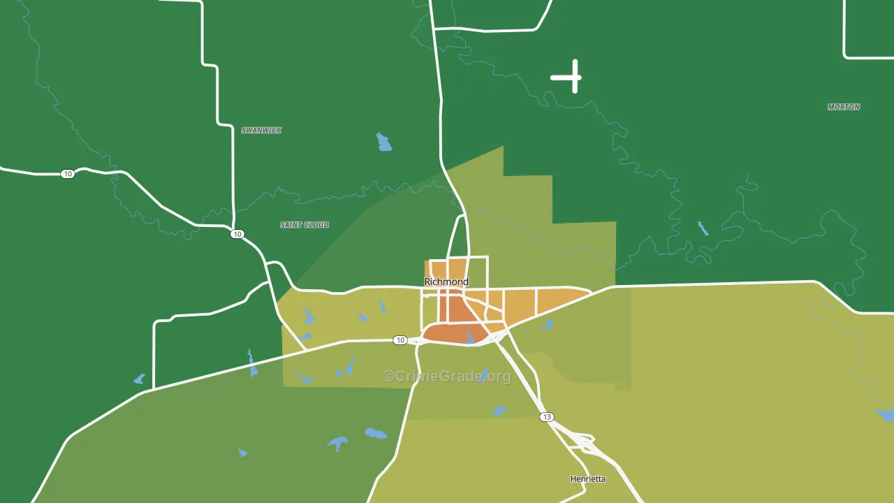 Richmond, MO Map of Drug-Related Crime Rates