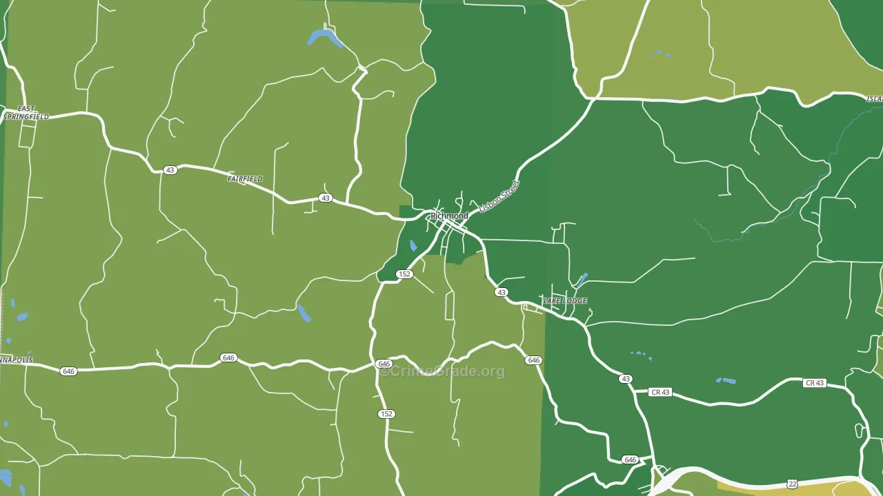 Richmond, OH Map of Drug-Related Crime Rates