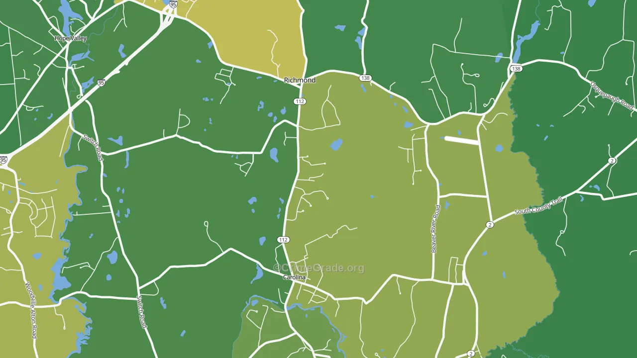 Richmond, RI Map of Drug-Related Crime Rates