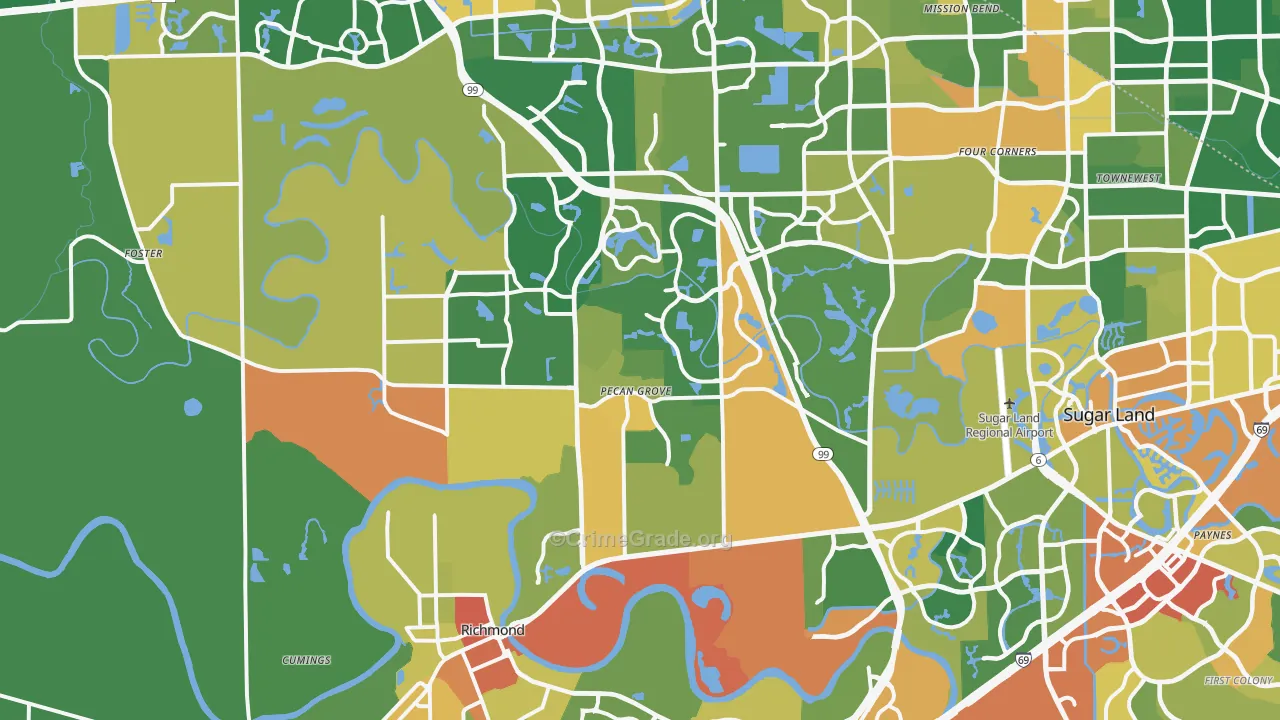 Richmond, TX Map of Drug-Related Crime Rates