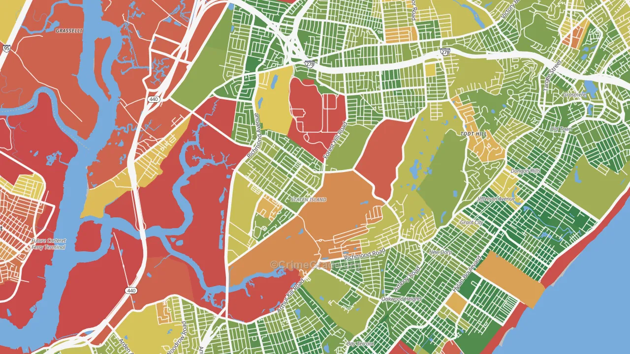 Richmondtown, Staten Island, NY Map of Drug-Related Crime Rates