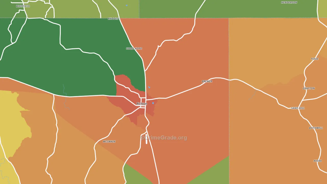 Richton, MS Map of Drug-Related Crime Rates