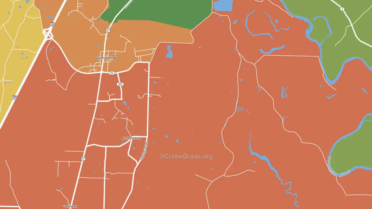 Richwood, AR Map of Drug-Related Crime Rates