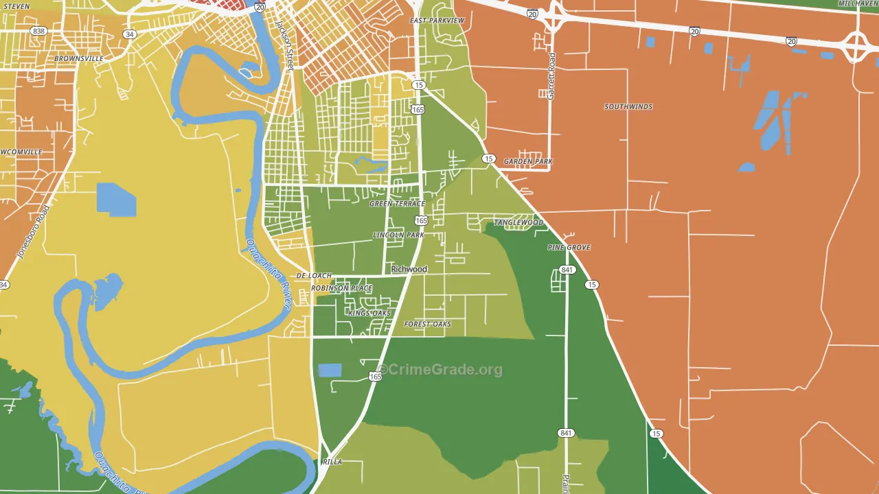 Richwood, LA Map of Drug-Related Crime Rates