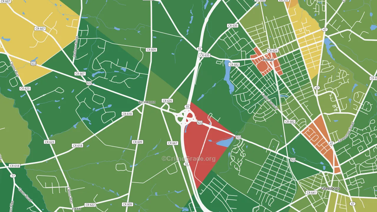 Richwood, NJ Map of Drug-Related Crime Rates