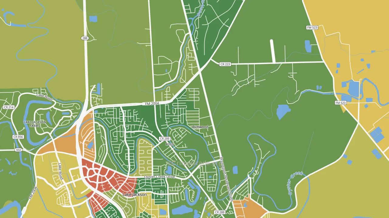 Richwood, TX Map of Drug-Related Crime Rates