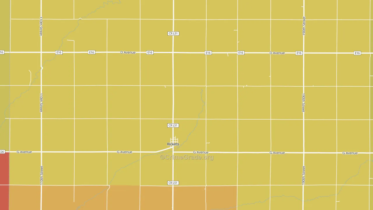 Ricketts, IA Map of Drug-Related Crime Rates