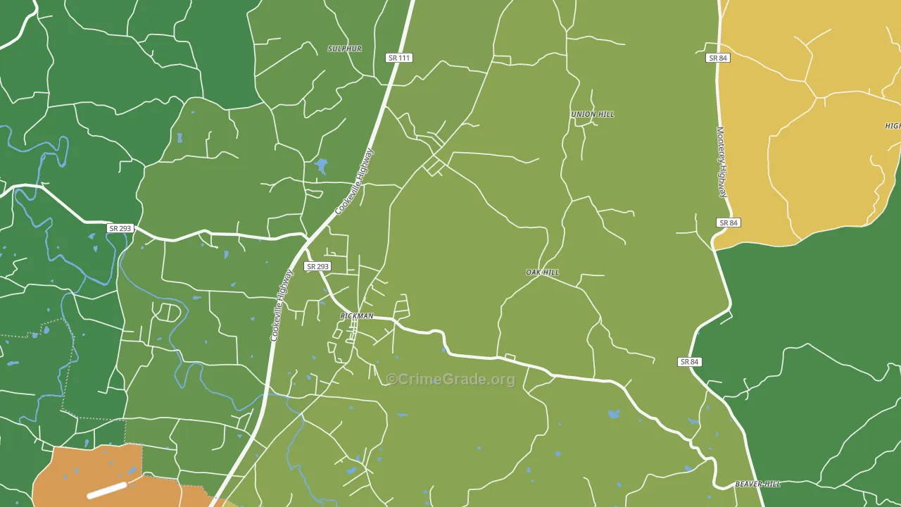 Rickman, TN Map of Drug-Related Crime Rates