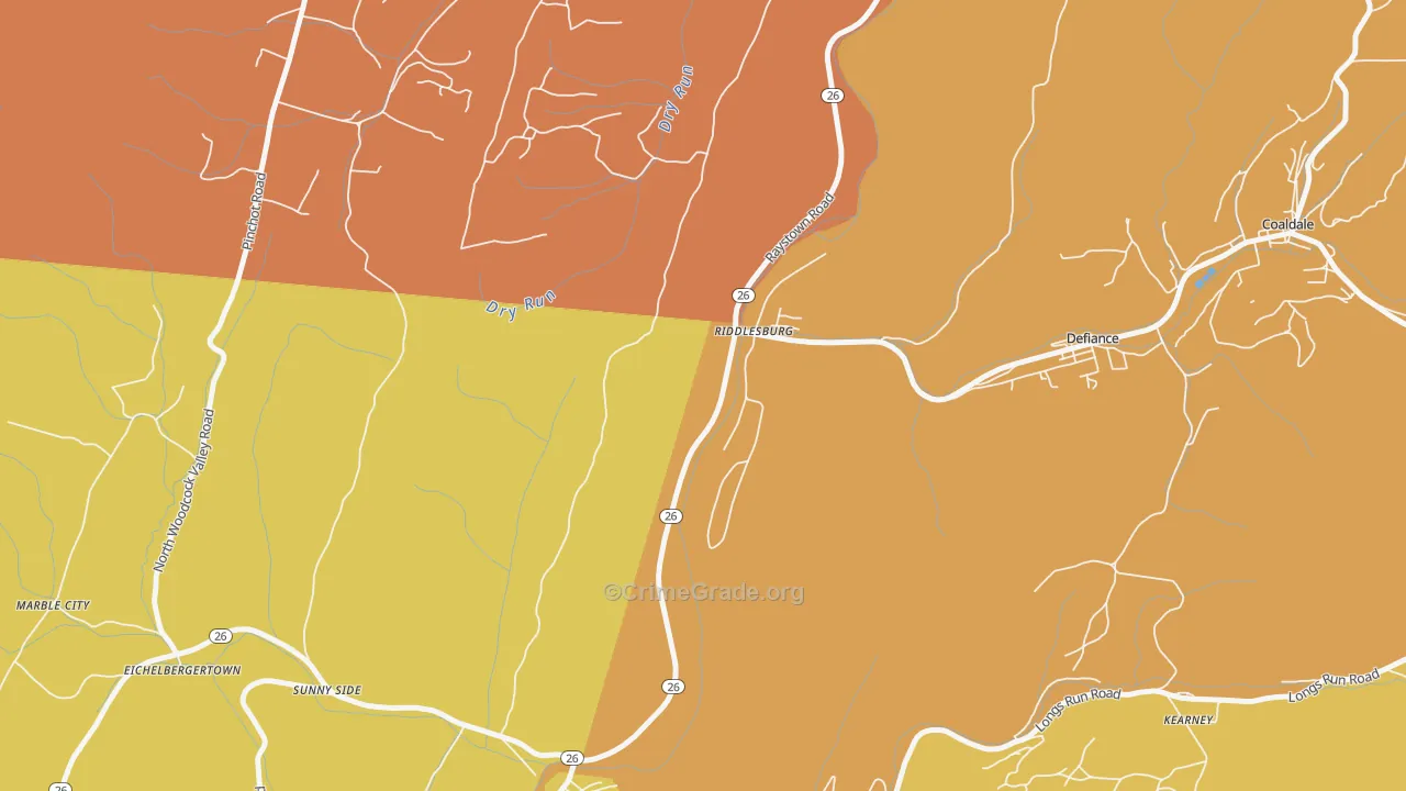 Riddlesburg, PA Map of Drug-Related Crime Rates