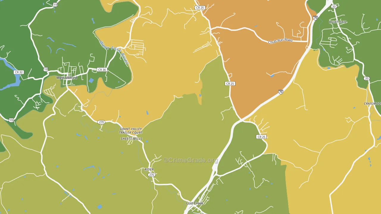 Rider, WV Map of Drug-Related Crime Rates