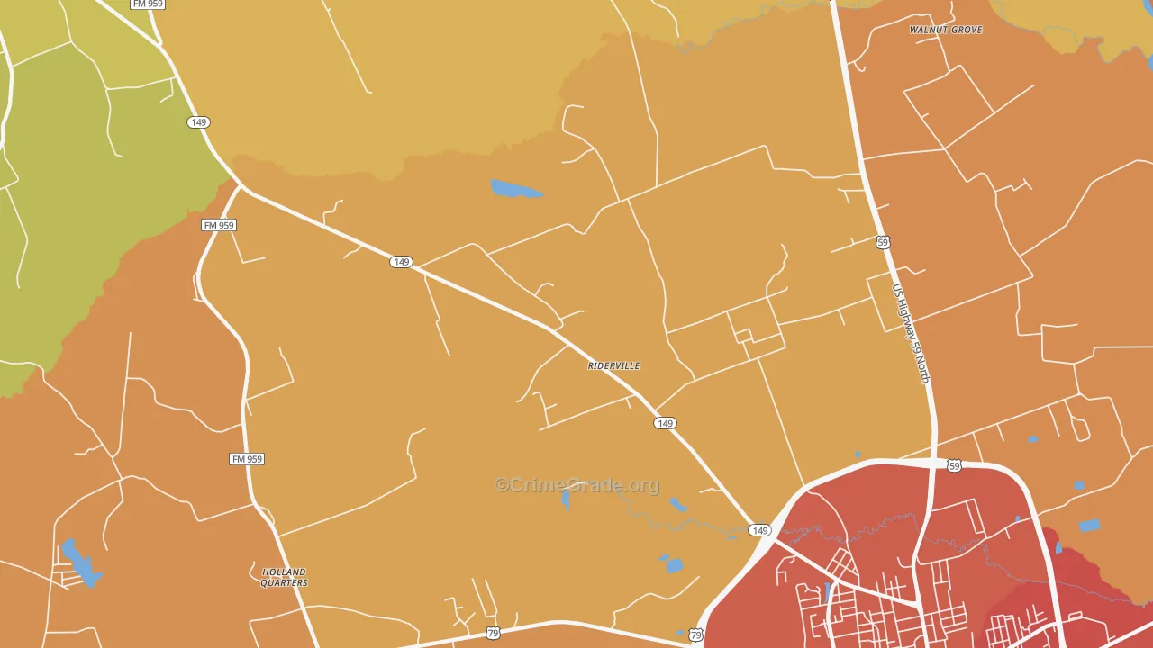 Riderville, TX Map of Drug-Related Crime Rates
