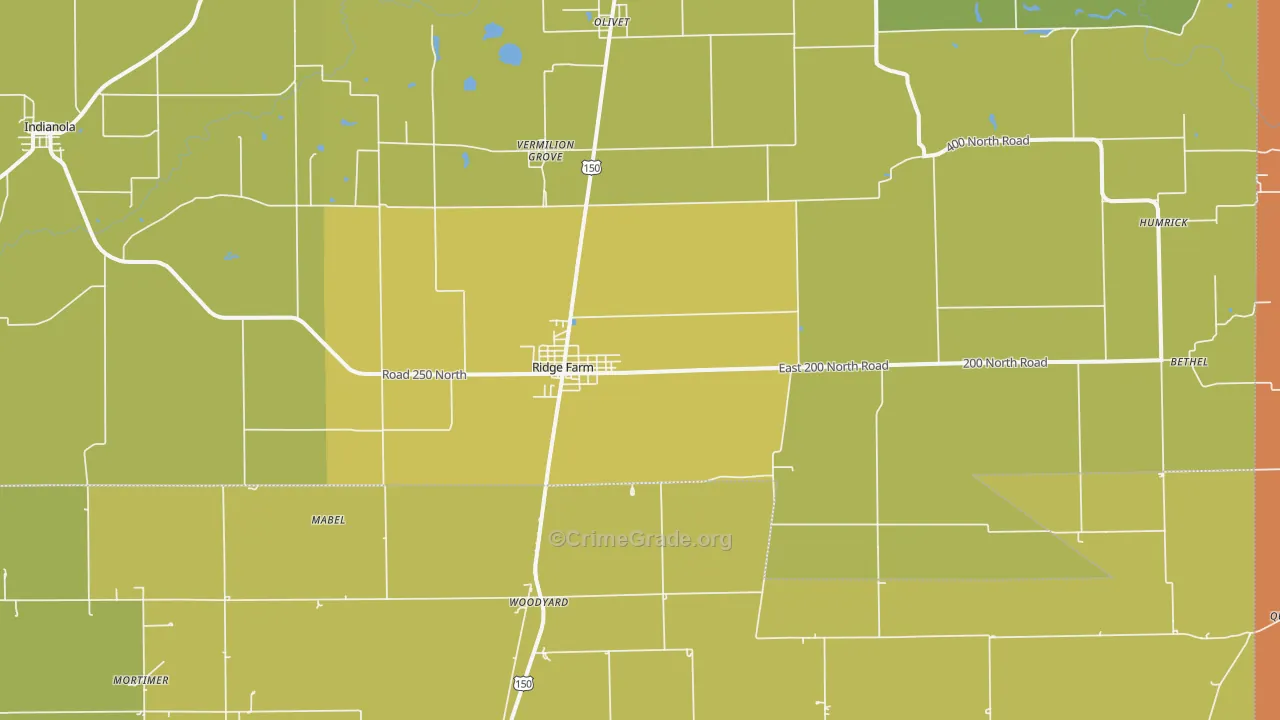 Ridge Farm, IL Map of Drug-Related Crime Rates