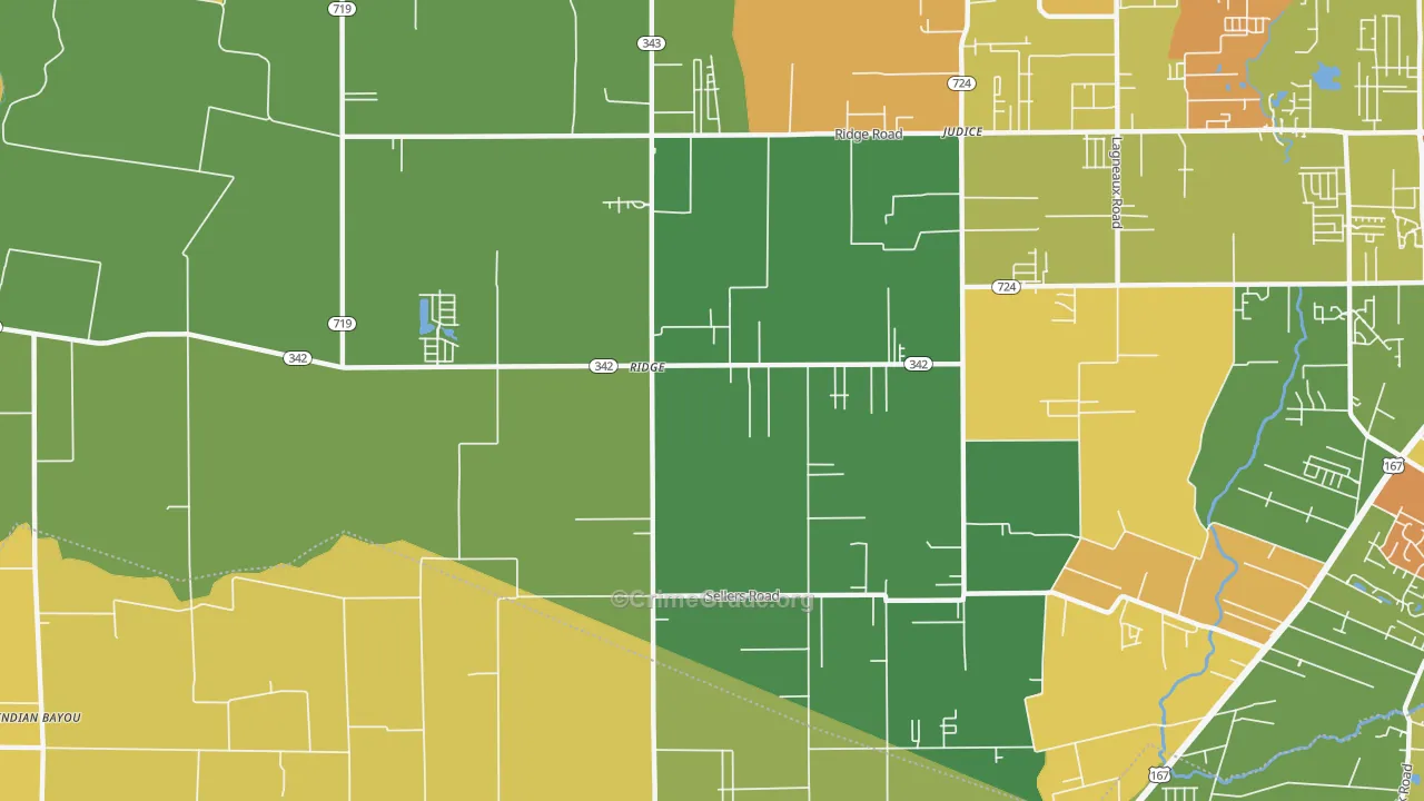 Ridge, LA Map of Drug-Related Crime Rates