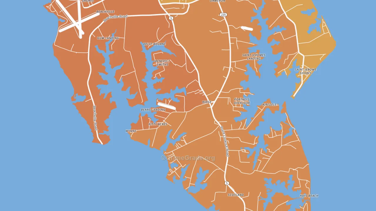 Ridge, MD Map of Drug-Related Crime Rates