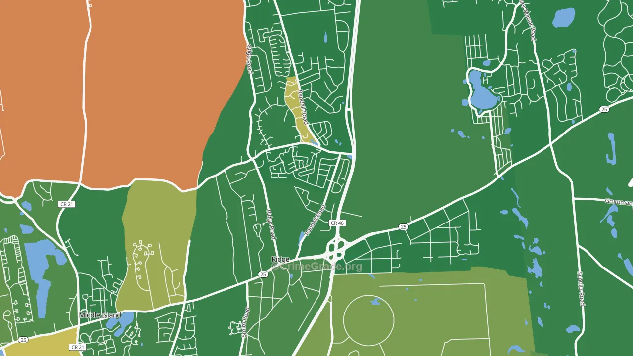 Ridge, NY Map of Drug-Related Crime Rates
