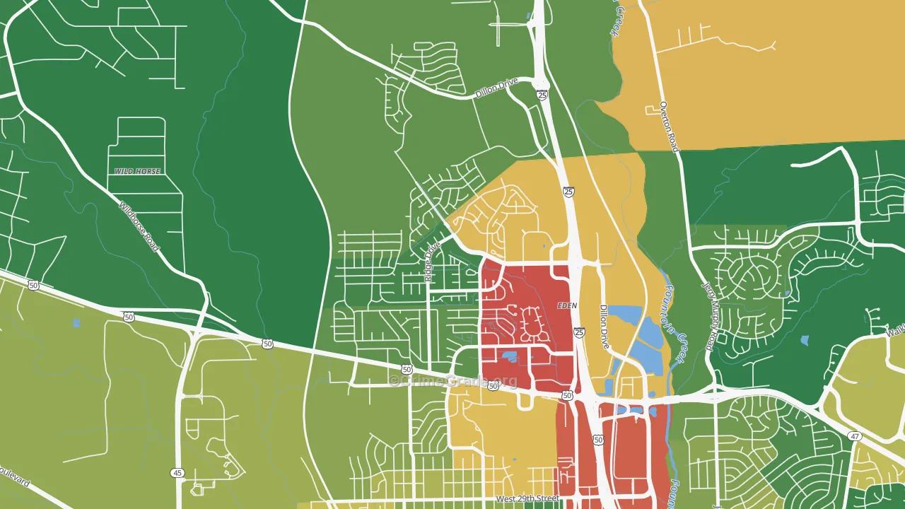 Ridge, Pueblo, CO Map of Drug-Related Crime Rates