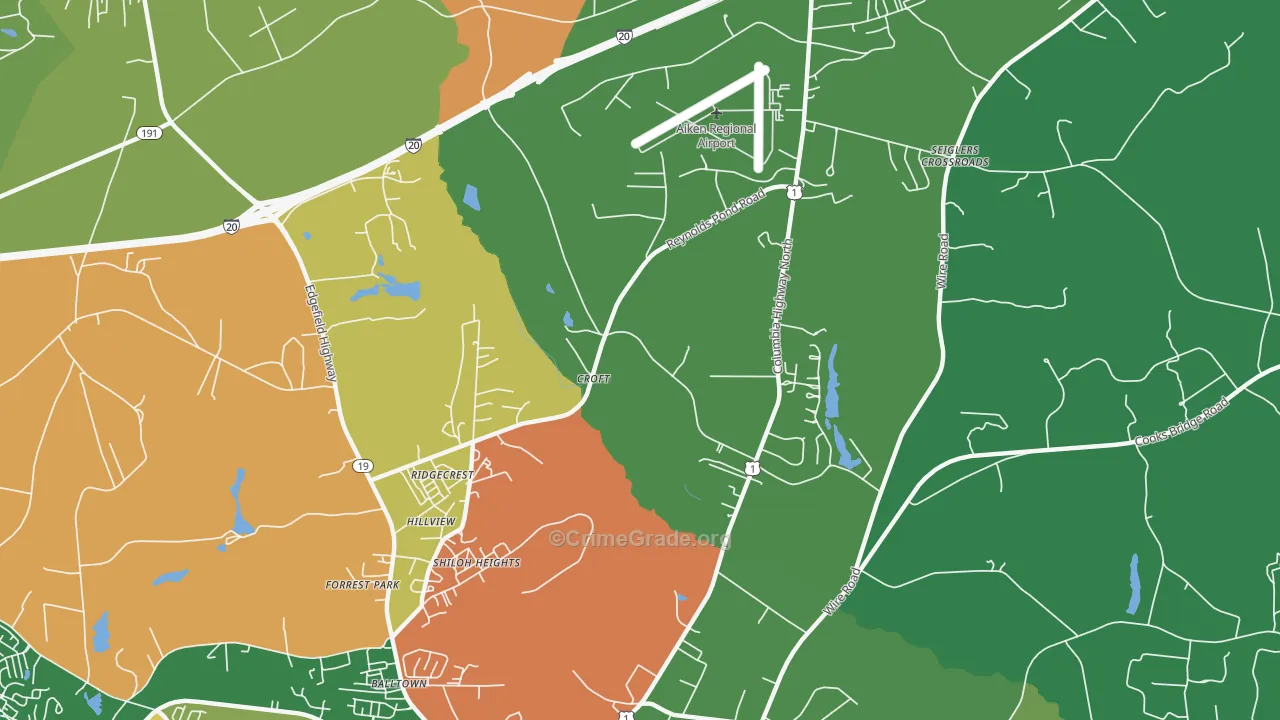 Ridgecrest, SC Map of Drug-Related Crime Rates