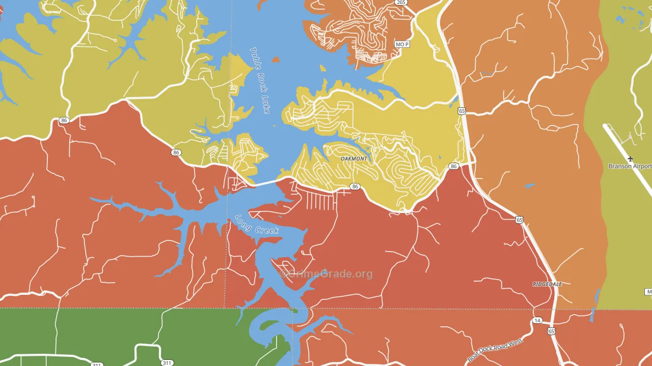 Ridgedale, MO Map of Drug-Related Crime Rates