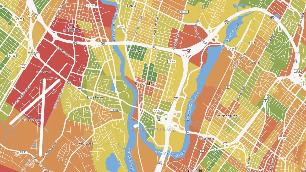 Ridgefield Park, NJ Map of Drug-Related Crime Rates
