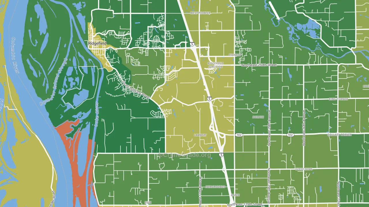 Ridgefield, WA Map of Drug-Related Crime Rates