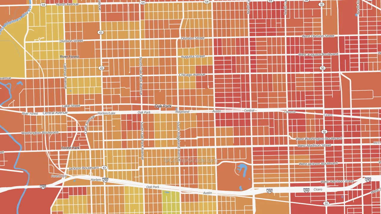 Ridgeland, Oak Park, IL Map of Drug-Related Crime Rates