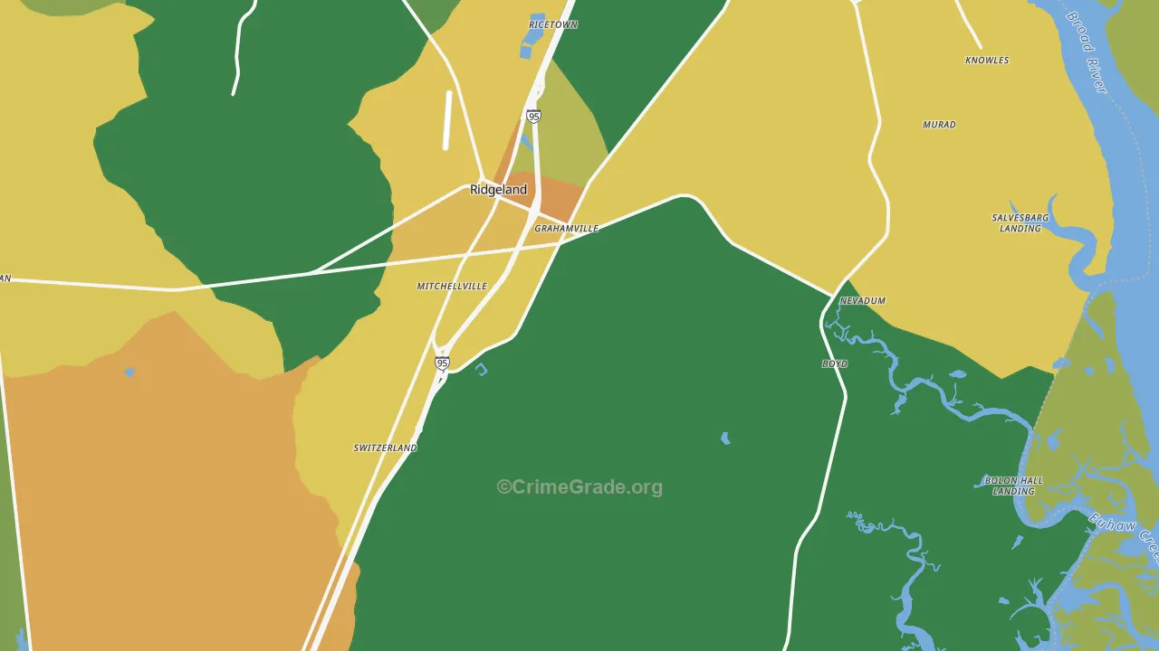 Ridgeland, SC Map of Drug-Related Crime Rates