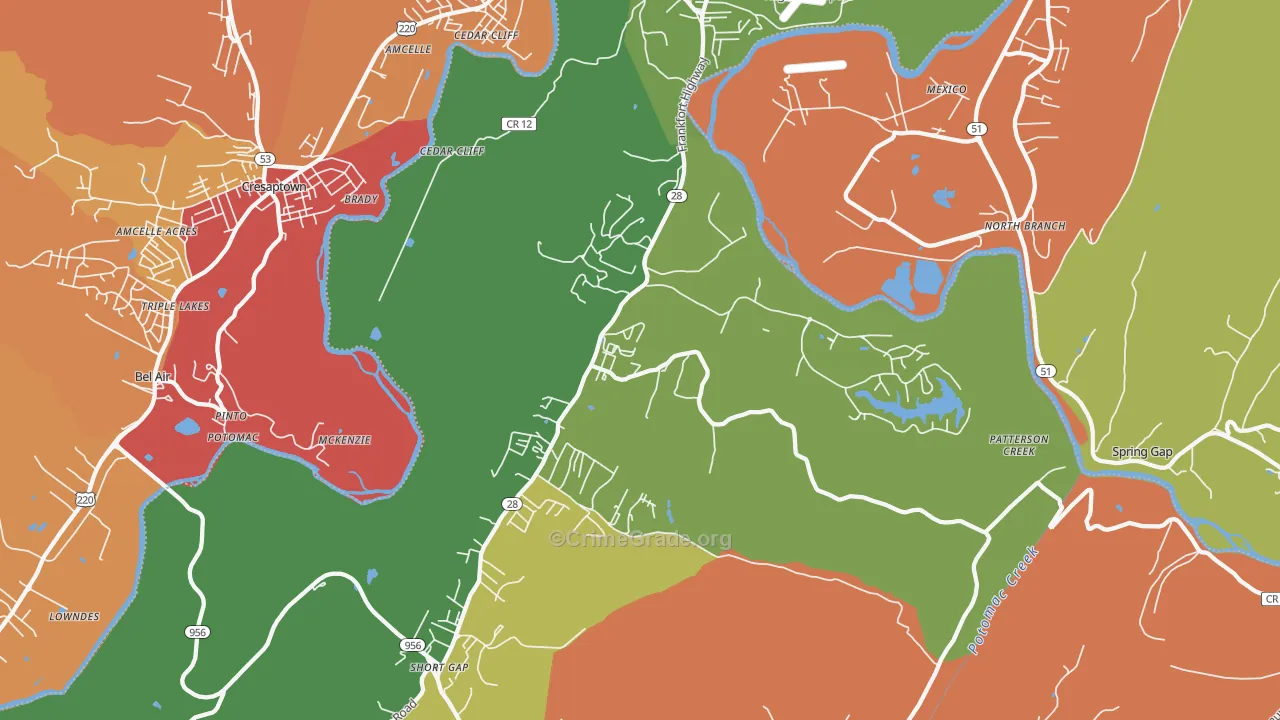 Ridgeley, WV Map of Drug-Related Crime Rates
