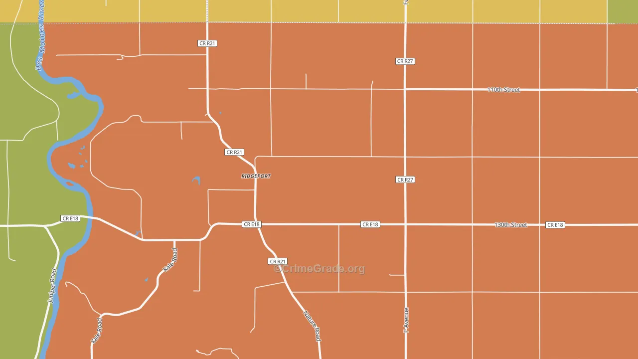 Ridgeport, IA Map of Drug-Related Crime Rates