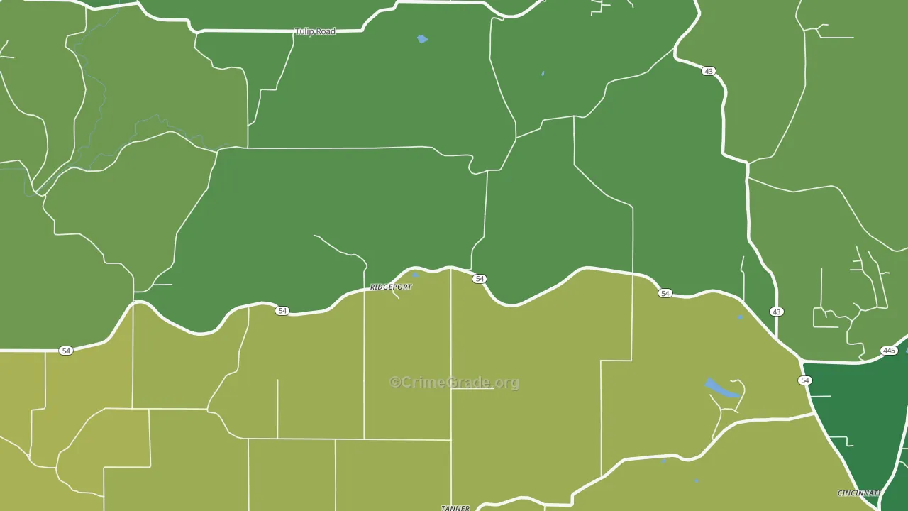Ridgeport, IN Map of Drug-Related Crime Rates
