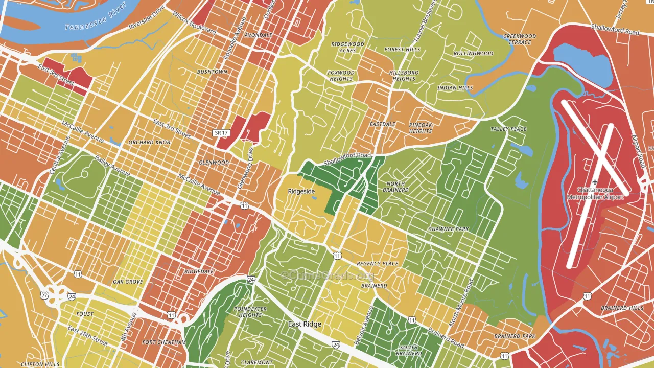 Ridgeside, TN Map of Drug-Related Crime Rates