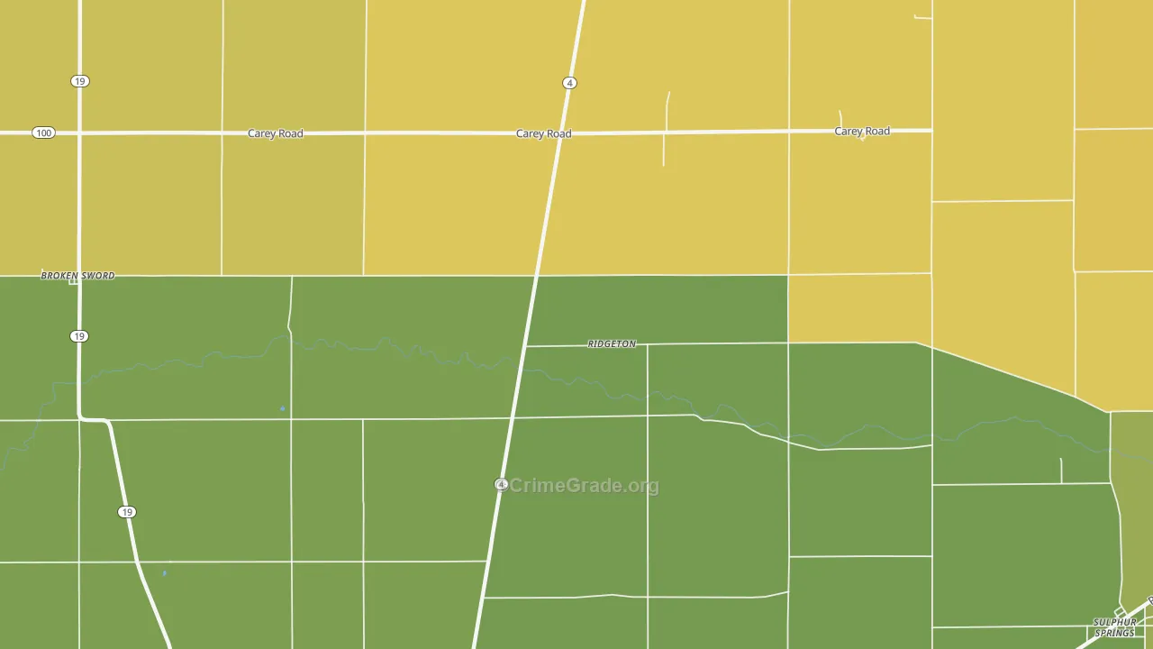 Ridgeton, OH Map of Drug-Related Crime Rates