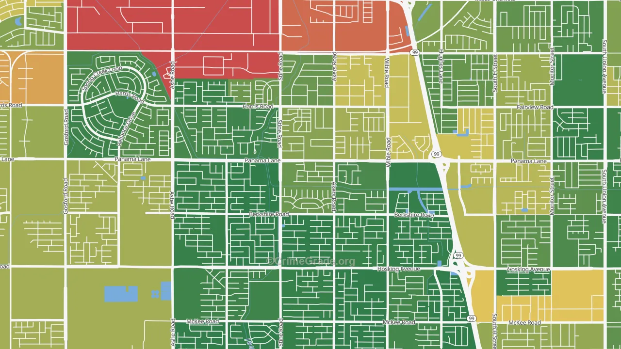 Ridgeview Estates, Bakersfield, CA Map of Drug-Related Crime Rates