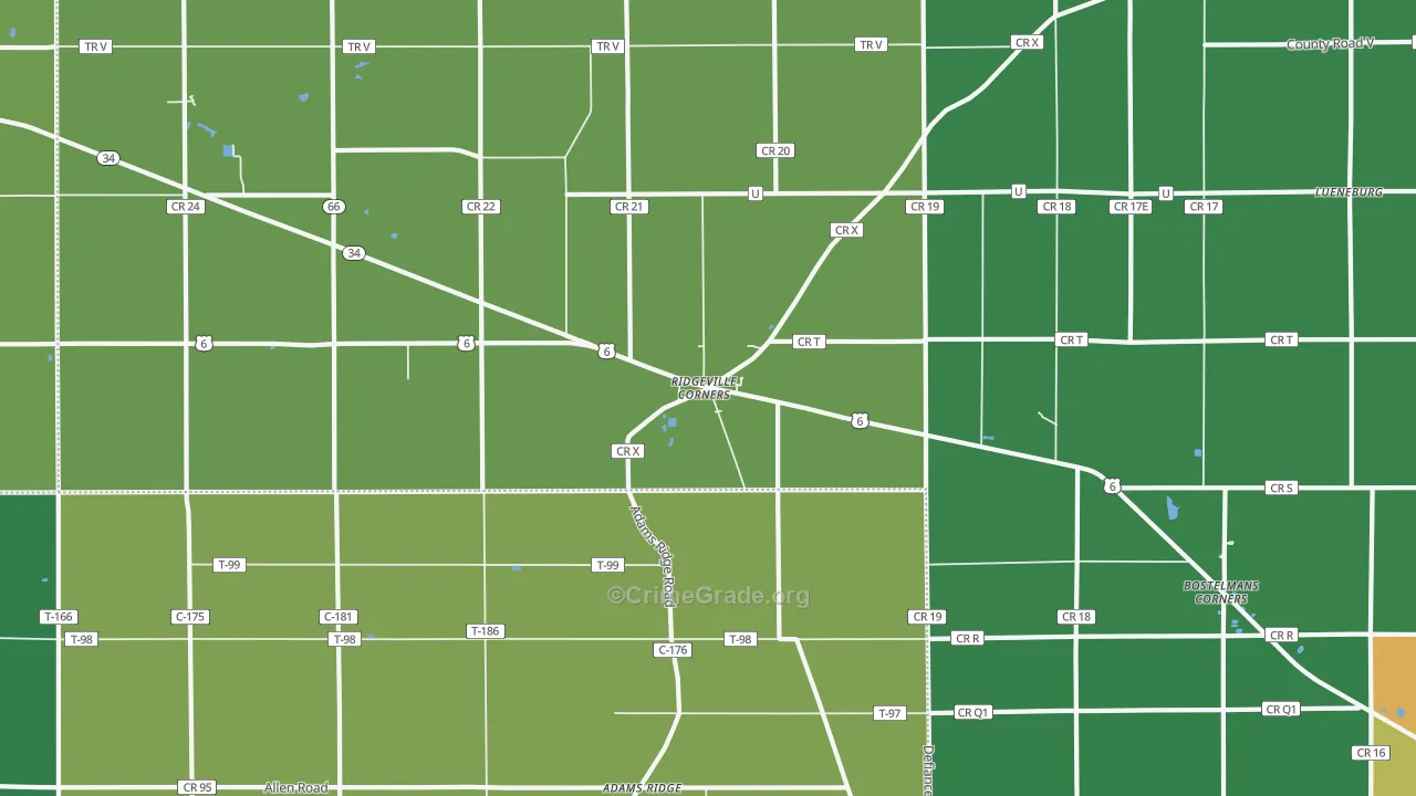 Ridgeville Corners, OH Map of Drug-Related Crime Rates
