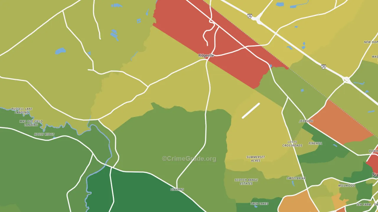 Ridgeville, SC Map of Drug-Related Crime Rates