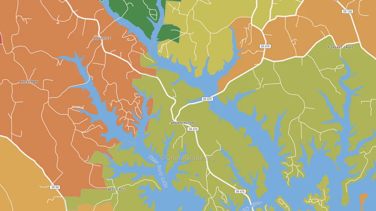 Ridgeville, TN Map of Drug-Related Crime Rates
