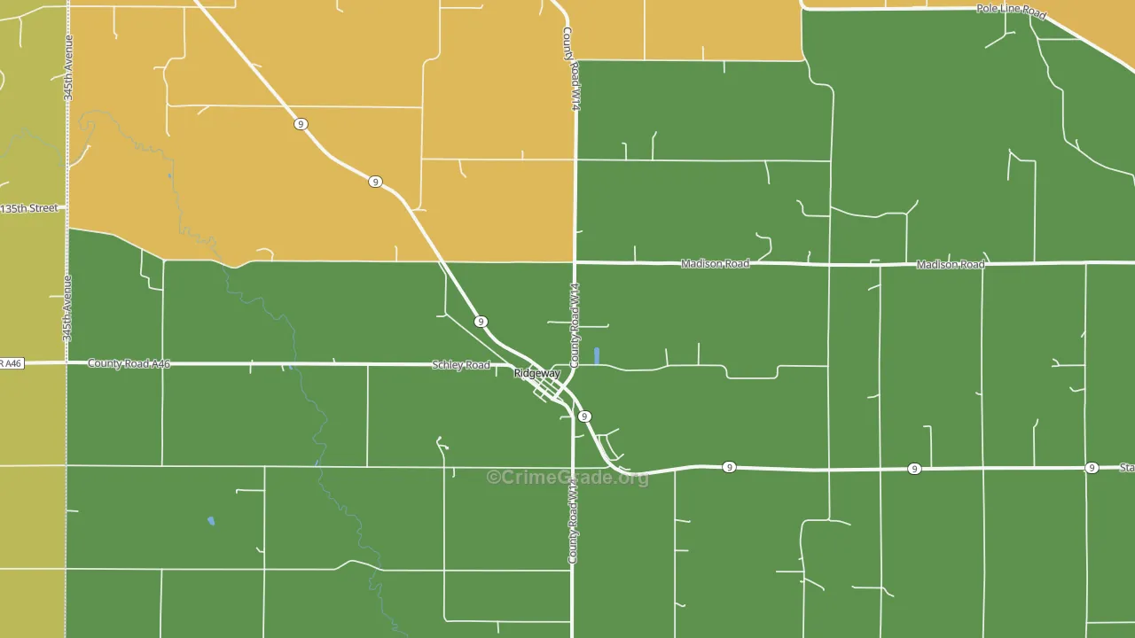 Ridgeway, IA Map of Drug-Related Crime Rates