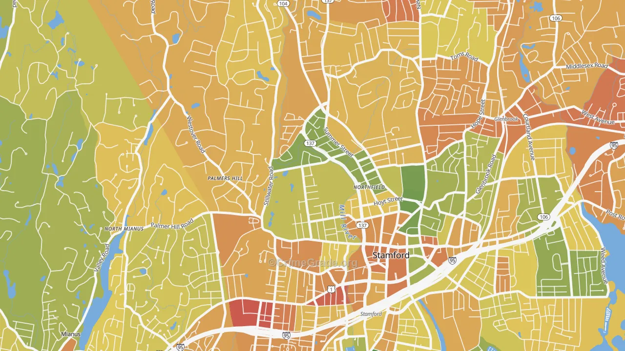 Ridgeway, Stamford, CT Map of Drug-Related Crime Rates