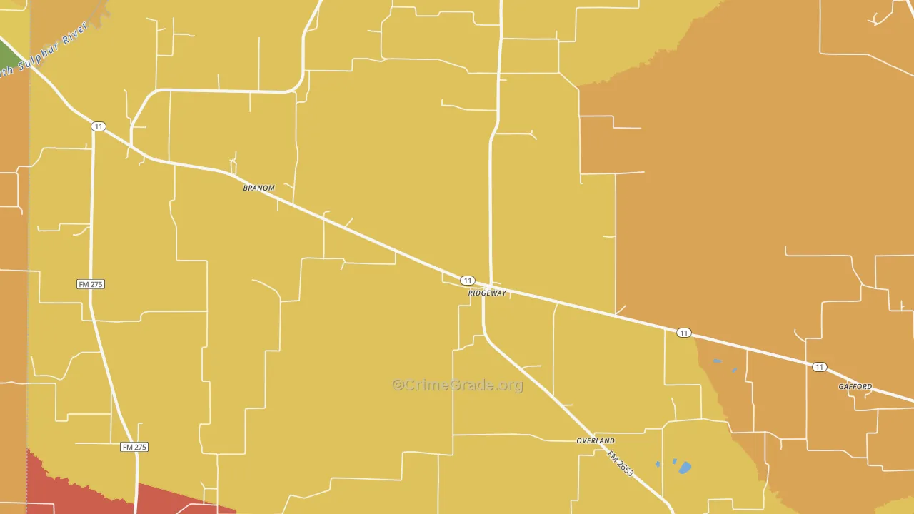 Ridgeway, TX Map of Drug-Related Crime Rates