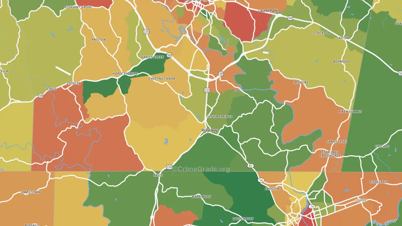 Ridgeway, VA Map of Drug-Related Crime Rates