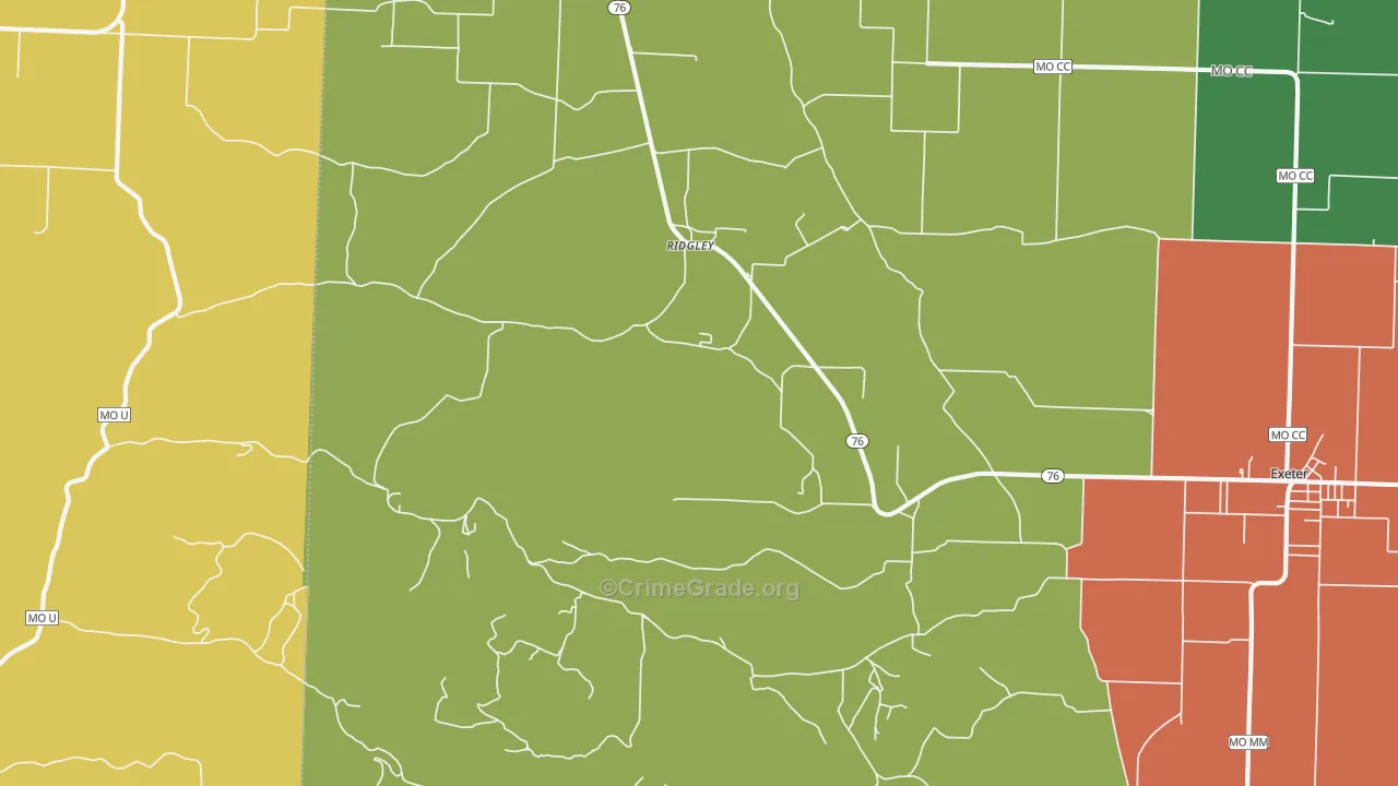 Ridgley, MO Map of Drug-Related Crime Rates